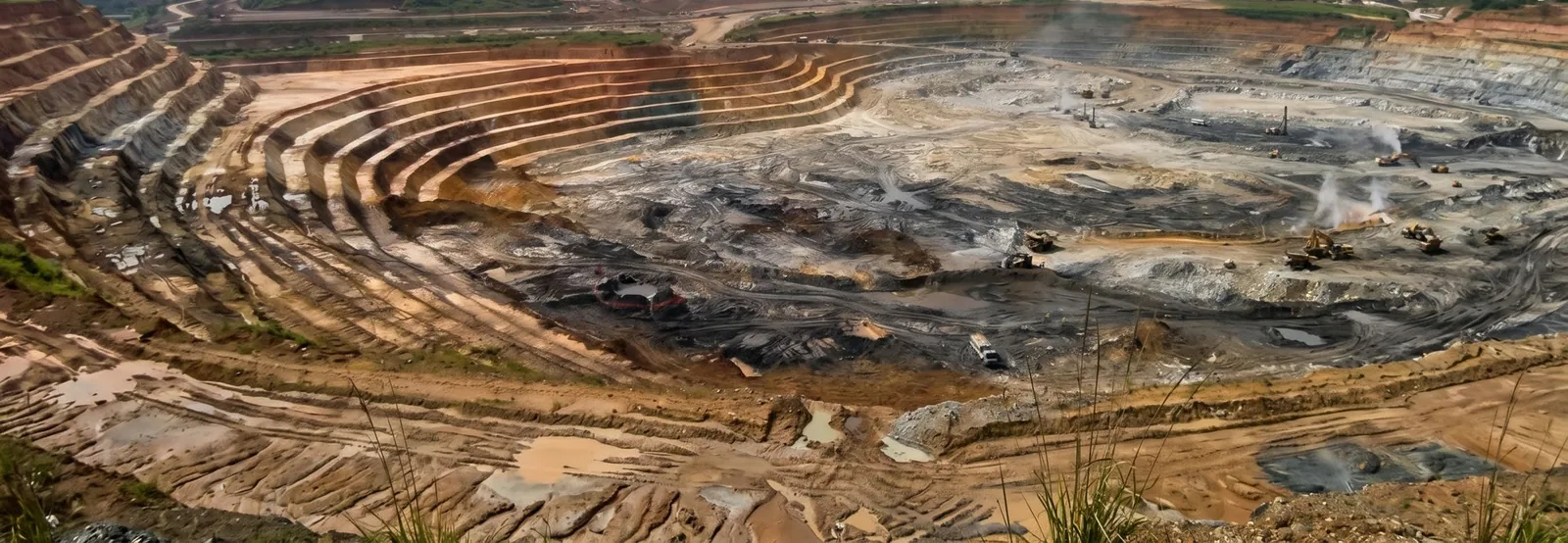 Terraced open-pit mine panorama